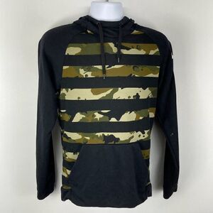 Nike Dri-Fit Training Hoodie Size Small Black Camo Striped Long Sleeve Mock Neck
